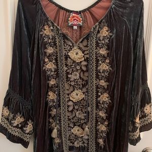Johnny Was Marushka Velvet Flare Sleeve Top